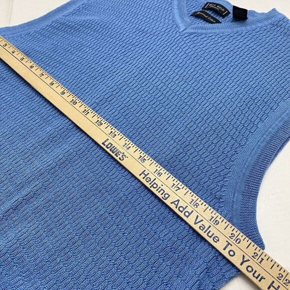 Lot of 2 V Neck IZOD Red Orange & WH Belk Blue Cotton Sweater Vests Men's Size L - Picture 15 of 16